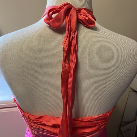 Cache 100% silk halter top with rhinestones and padding, hot pink and orange - Picture 7 of 13
